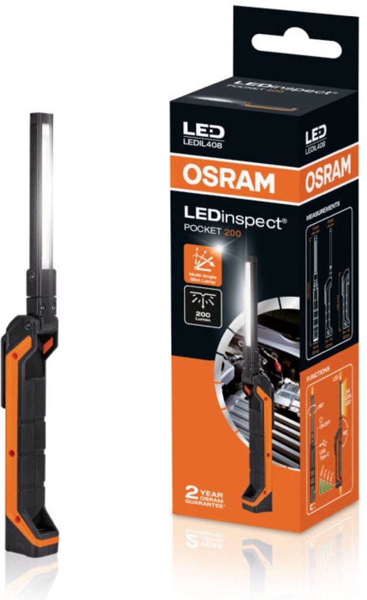 Osram LEDinspect lommelygte — 200 lm USB-opladelig